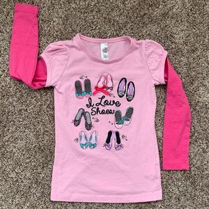 Beauties Pink Long Sleeve Shirt with Shoe Print Design